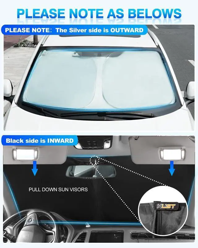 Alt view image 3 of 7 - KUST Windshield Sun Shade for 20102017 Chevy Equinox Window Shade Sun Visor Cover Foldable Blocks UV Rays Keep Your Car Cooler