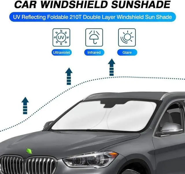 Alt view image 2 of 6 - KUST Windshield Sun Shade for 2016 2017 2018 2019 2020 2021 2022 BMW X1 F48 Accessories Custom Fit Sunshade Foldable Window Sun Visor Protector Blocks UV Rays Keep Your Car Cooler