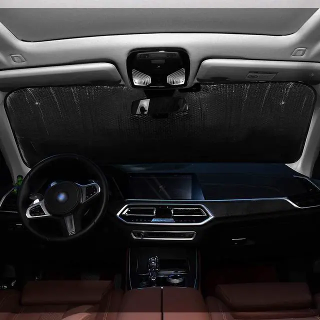 Alt view image 7 of 7 - Pug Dog Driving Car Front Windshield Car Sun Shade, Funny Accordion Folding Auto Sunshade Blocks UV Rays Sun Visor Protector