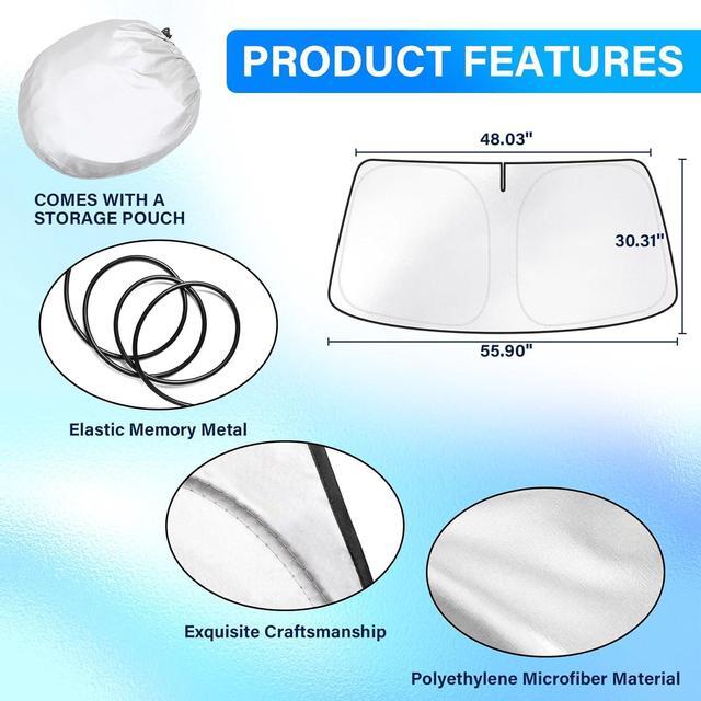 Alt view image 4 of 7 - Windshield Sun Shade for Toyota Camry 2026 2025 2024-2018 Custom Fit Foldable Sunshade Sun Visor Shield Protector Blocks UV Rays Keep Your Car Cooler