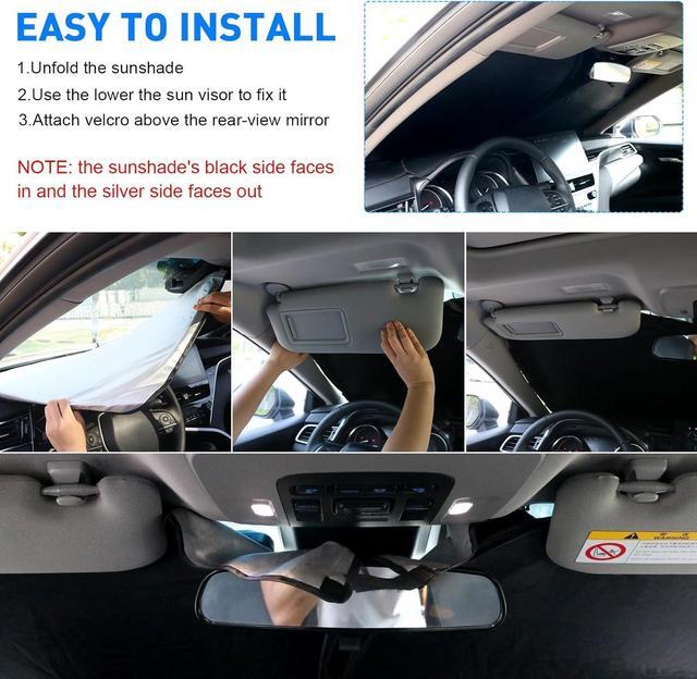 Alt view image 7 of 7 - Windshield Sun Shade for Toyota Camry 2026 2025 2024-2018 Custom Fit Foldable Sunshade Sun Visor Shield Protector Blocks UV Rays Keep Your Car Cooler
