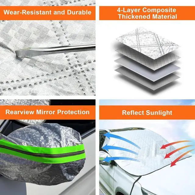 Alt view image 2 of 7 - Car Windshield Sun Shade, Reflective Sun Shield Cover for Front Windshield, Magnetic Automotive Sunshade for Front Window, 4-Layer, Blocks UV Rays,Sun Protection for Car Big Size (67x 59in)
