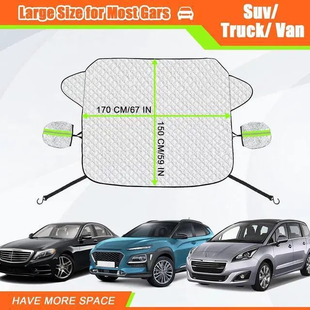 Alt view image 3 of 7 - Car Windshield Sun Shade, Reflective Sun Shield Cover for Front Windshield, Magnetic Automotive Sunshade for Front Window, 4-Layer, Blocks UV Rays,Sun Protection for Car Big Size (67x 59in)