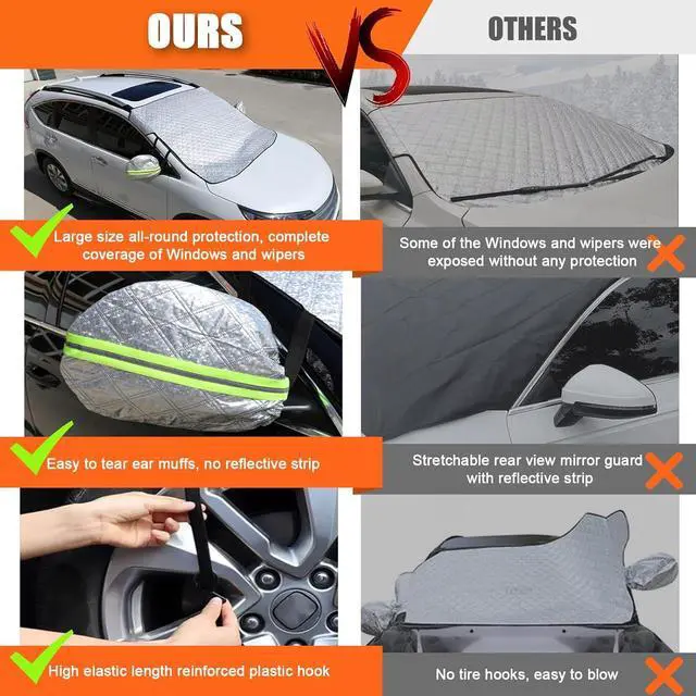 Alt view image 4 of 7 - Car Windshield Sun Shade, Reflective Sun Shield Cover for Front Windshield, Magnetic Automotive Sunshade for Front Window, 4-Layer, Blocks UV Rays,Sun Protection for Car Big Size (67x 59in)