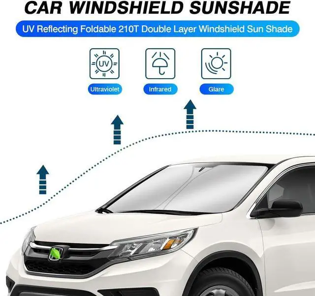 Alt view image 2 of 6 - KUST Windshield Sun Shade for 2012-2016 Honda CRV Accessories, Custom Fit CR-V Sunshade Foldable Sun Visor Protector Blocks UV Rays Keep Your Car Cooler