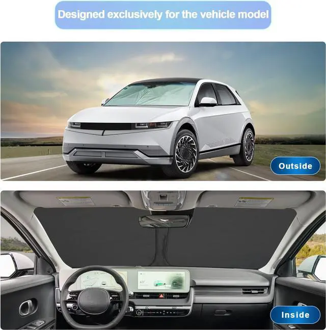 Alt view image 2 of 7 - SXCY 2022 2023 2024 2025 Ioniq 5 Windshield Sunshade 2023 2024 2025 Hyundai Ioniq 5 Accessories 2022-2025 Ioniq 5 Sunshade Foldable Sun Shield 2023 2024 2025 Ioniq 5 Sunshade Block UV Rays