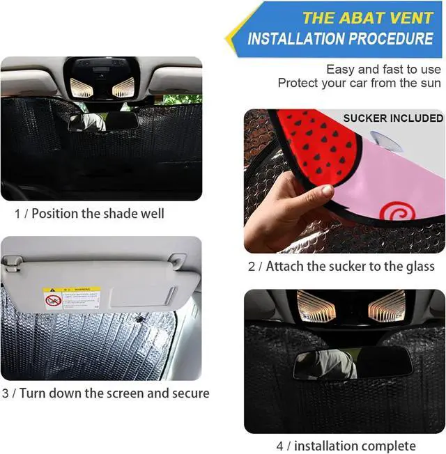 Alt view image 2 of 7 - Qilmy Strawberry Car Windshield Sunshade Foldable UV Sun Visor Protector Automotive Sun Shade, 55 x 27.6 Inch