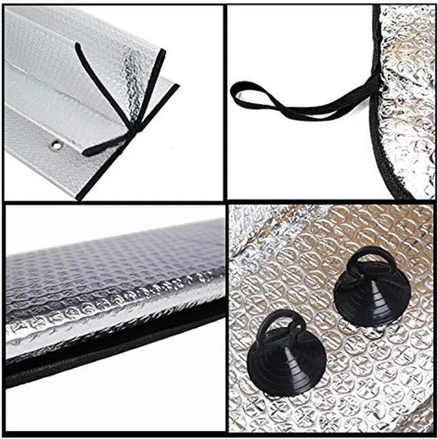 Alt view image 5 of 6 - Big Ant Car Windshield Sunshade UV Ray Reflector Auto Window Sun Shade Visor Shield Cover, Keeps Vehicle Cool- Sliver (55" x 27.5")