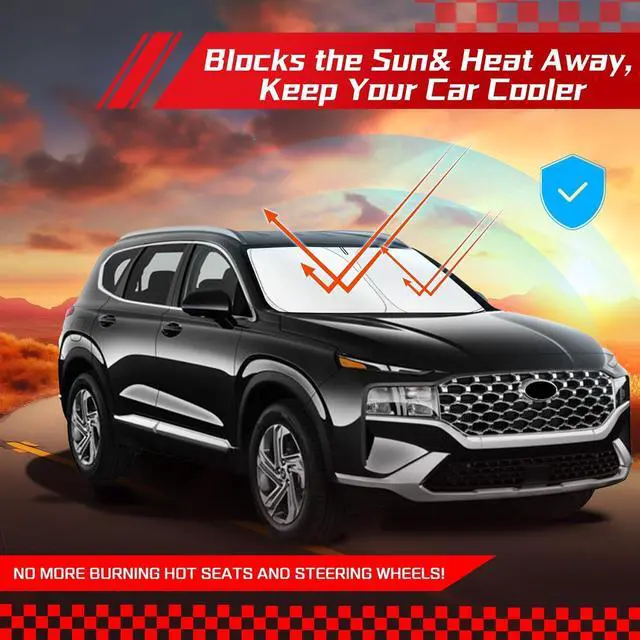 Alt view image 7 of 7 - ARISMOTOR Windshield Sun Shade for H-yundai Santa Fe 2019-2025 2026, Custom Fit Foldable Front Window Sunshade Sun Visor Protector, Block UV Rays Keep Your Car Cooler