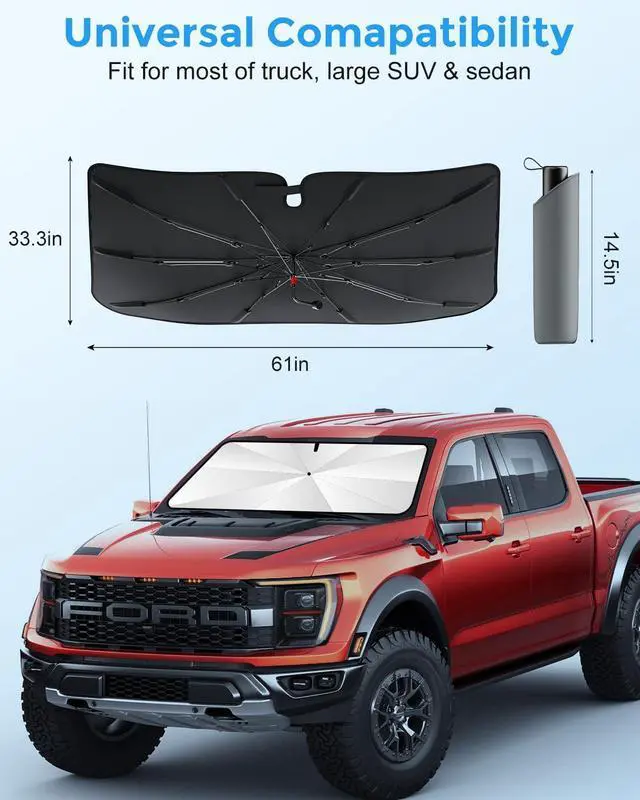 Alt view image 6 of 7 - [2025 Updated] Bolamp Car Windshield Sun Shade, [Effective Keep Cool] Spring Structure Umbrella Sunshade for Automobile Windshield, Protect Cars Interior from Sun Rays, Heat Damage - Large