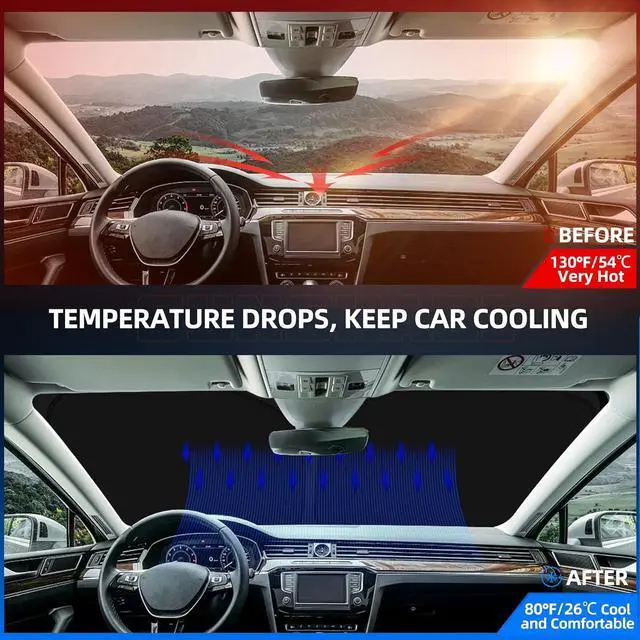 Alt view image 2 of 7 - Windshield Sun Shade for Toyo-ta Prius 2010-2015 Foldable Sunshade Custom Fit Front Window Car Interior Accessories Protector Blocks UV Rays