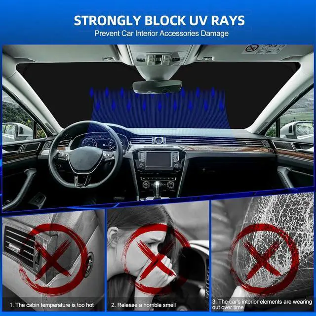 Alt view image 4 of 7 - Windshield Sun Shade for Toyo-ta Prius 2010-2015 Foldable Sunshade Custom Fit Front Window Car Interior Accessories Protector Blocks UV Rays