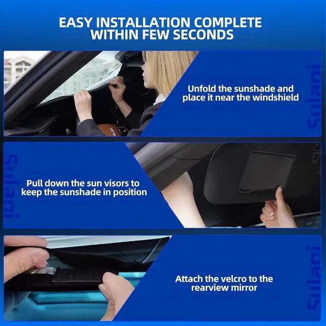 Alt view image 5 of 7 - Windshield Sun Shade for Toyo-ta Prius 2010-2015 Foldable Sunshade Custom Fit Front Window Car Interior Accessories Protector Blocks UV Rays