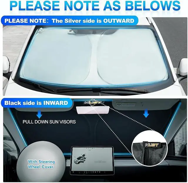 Alt view image 3 of 7 - KUST Windshield Sun Shade for 2020-2025 2026 Jeep Gladiator(JT) Accessories,Sport,Sport S,Overland Rubicon Pickup(NO Sensor)Window Sunshade Sun Visor Protector Foldable Blocks UV Rays Keep Car Cooler