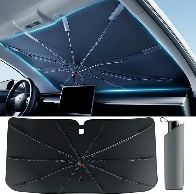 Main image of [2025 Updated] Bolamp Car Windshield Sun Shade, [Effective Keep Cool] Spring Structure Umbrella Sunshade for Automobile Windshield, Protect Cars Interior from Sun Rays, Heat Damage - Medium