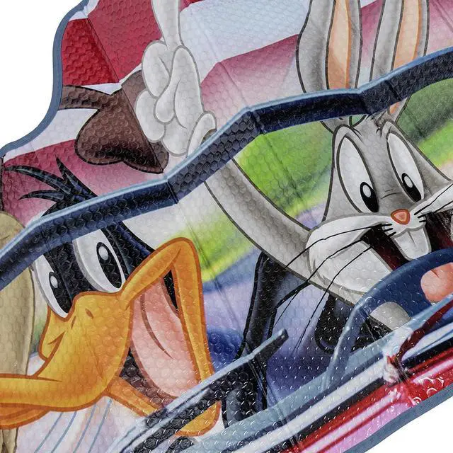 Alt view image 6 of 7 - BDK Looney Tunes Road Trip Windshield Sun Shade - 58 x 27 in, Double Bubble Design, UV Blocker - Keeps Your Vehicle Cool, Accordion Foldable Car Accessories - Warner Bros Car Window Shades