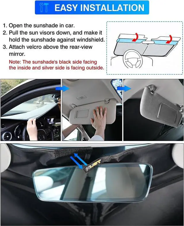 Alt view image 6 of 7 - KUST Windshield Sun Shade for 20102017 Chevy Equinox Window Shade Sun Visor Cover Foldable Blocks UV Rays Keep Your Car Cooler