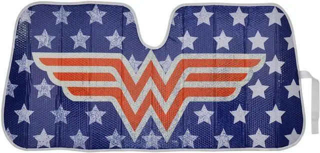 Alt view image 3 of 7 - Wonder Woman Red Logo DC Comics Official Licensed Front Windshield Sun Shade-Accordion Folding Auto Sunshade for Car Truck SUV-Blocks UV Rays Sun Visor Protector-Keep Your Vehicle Cool- 58 x 27 Inch