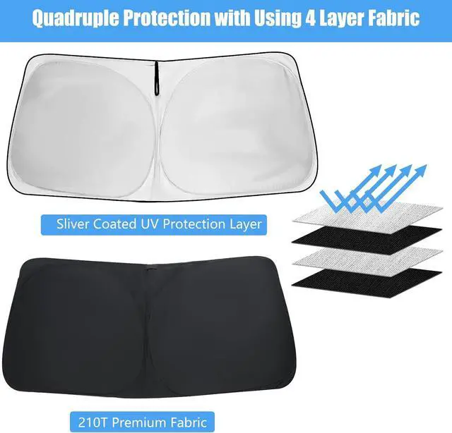 Alt view image 3 of 4 - Windshield Sun Shade for Toyota 4Runners, Front Window Sunshade Fit 2025-2010 Toyota 4Runner 4-Runner SUV SR5, Foldable Car Sun Shade Visor Windshield, UV and Heat Shield, Keep Car Cool
