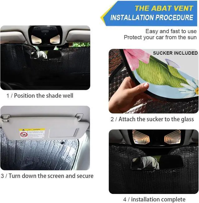 Alt view image 2 of 7 - Windshield Sun Shade Sunflower Daisy Foldable Car Window Shade Blocks UV Rays Sun Visor Protector Sunshade