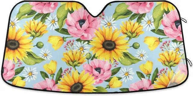 Main image of Windshield Sun Shade Sunflower Daisy Foldable Car Window Shade Blocks UV Rays Sun Visor Protector Sunshade