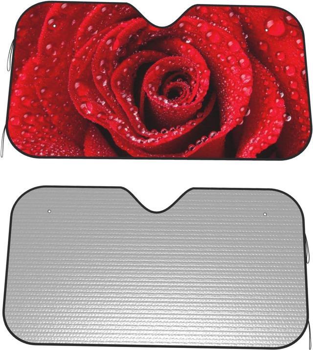Alt view image 2 of 7 - Dujiea Car Front Window Sunshade, Beautiful Red Rose Foldable Auto Windshield Sun Shade Uv Heat Sun Visor Protector-Keeps Your Vehicle Cool- 51 x 27.5 in