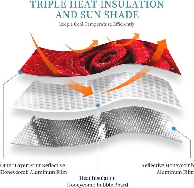 Alt view image 6 of 7 - Dujiea Car Front Window Sunshade, Beautiful Red Rose Foldable Auto Windshield Sun Shade Uv Heat Sun Visor Protector-Keeps Your Vehicle Cool- 51 x 27.5 in