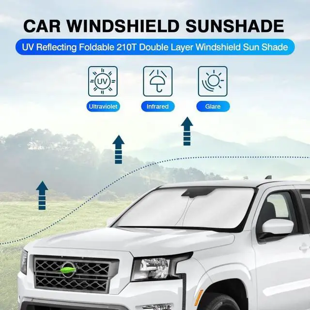 Alt view image 2 of 6 - KUST Windshield Sun Shade for Nissan Frontier Accessories 2022-2024 2025 2026 Window Sunshade Sun Visor Protector Foldable Blocks UV Rays Keep Car Cooler