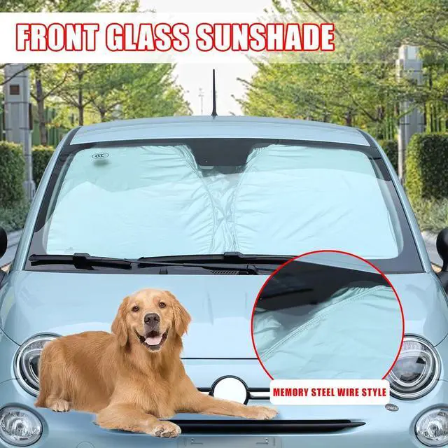 Alt view image 4 of 7 - Car Front Windshield Sunshade Compatible with Fiat 500 2010-2025 Abarth 595 2014-2025 Front Window Sun Shade, Foldable Reflective Sun Visor,Blocks UV Rays Sun Visor Protector Heat Shield (Style C)