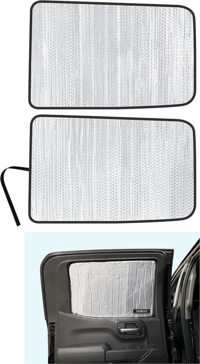 Main image of YelloPro Auto Side Window Rear Seat 2nd Row Sunshade Custom Fit for 2019 2020 2021 2022 2023 2024 2025 Chevrolet Silverado 1500, 4Dr 4Door Crew Cab, UV Reflector Sun Protection Accessories (Set of 2)
