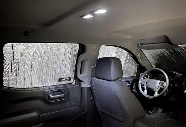 Alt view image 6 of 7 - YelloPro Auto Side Window Rear Seat 2nd Row Sunshade Custom Fit for 2019 2020 2021 2022 2023 2024 2025 Chevrolet Silverado 1500, 4Dr 4Door Crew Cab, UV Reflector Sun Protection Accessories (Set of 2)