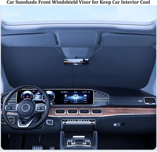 Alt view image 2 of 7 - YUGUANG 2 Pack Car Windshield Sun Shade, 240T Thickened Sun Shade Blocks Heat & U-V Rays, Keeps Car Interior Cool (59.1 x 31.5in) for Cars