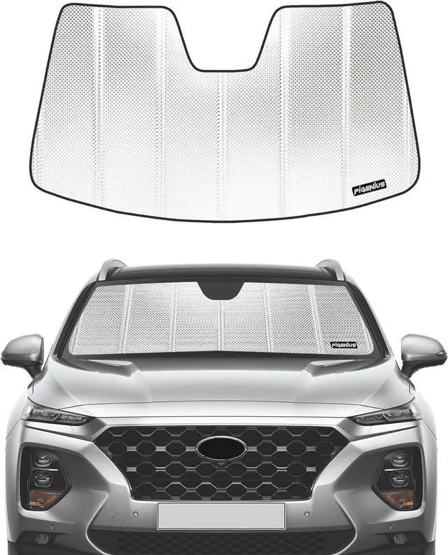 Main image of Windshield Sun Shade for Hyundai Santa Fe 2019-2023. Reflective Aluminum Film Front Window Sunshade - BLAZBLOCK