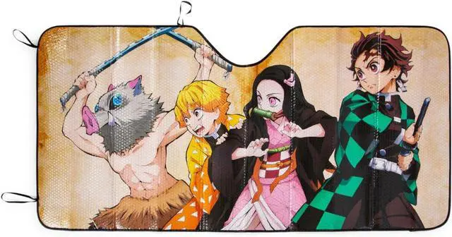Main image of Demon Slayer Characters Accordion Sunshade for Windshield | Foldable Sun Visor Protector for Cars, Trucks, SUVs | Blocks UV Rays and Sun Glare | Anime Manga Gifts and Collectibles | 64 x 32 Inches