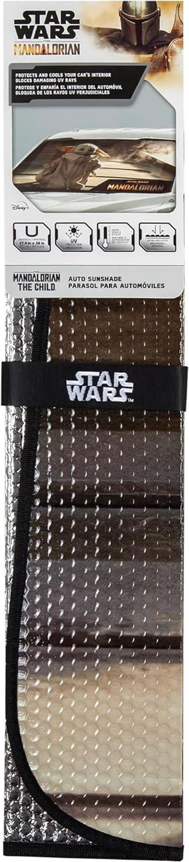Alt view image 2 of 5 - Plasticolor 003960W01 Star Wars Baby Yoda Accordion Sunshade for Car Truck SUV The Child Arrived, Silver