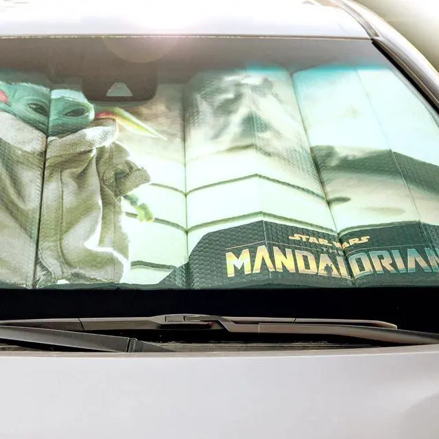 Alt view image 4 of 5 - Plasticolor 003960W01 Star Wars Baby Yoda Accordion Sunshade for Car Truck SUV The Child Arrived, Silver