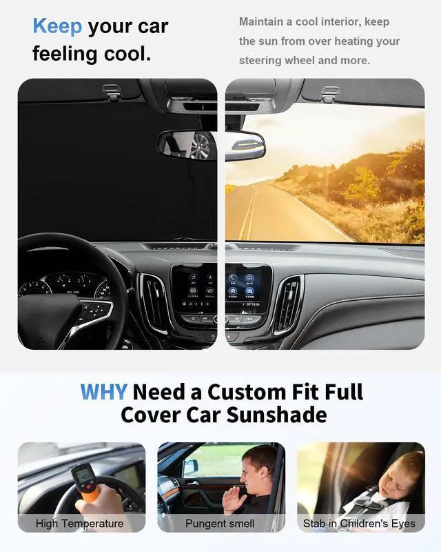 Alt view image 3 of 7 - Sun Shade Sunshade for Ford Bronco Sport 2021-2025 2026 Front Window Windshield Cover for Bronco Sport Accessories(Not for Bronco)4 Layers Window Shades 4 Door 2 Door Sun Visor Protector Block UV Ray