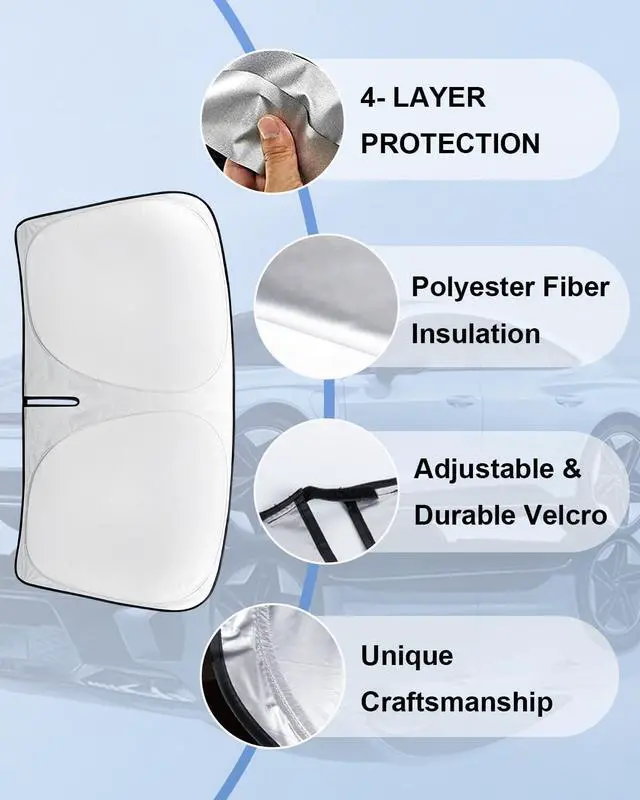 Alt view image 7 of 7 - Sun Shade Sunshade for Ford Bronco Sport 2021-2025 2026 Front Window Windshield Cover for Bronco Sport Accessories(Not for Bronco)4 Layers Window Shades 4 Door 2 Door Sun Visor Protector Block UV Ray