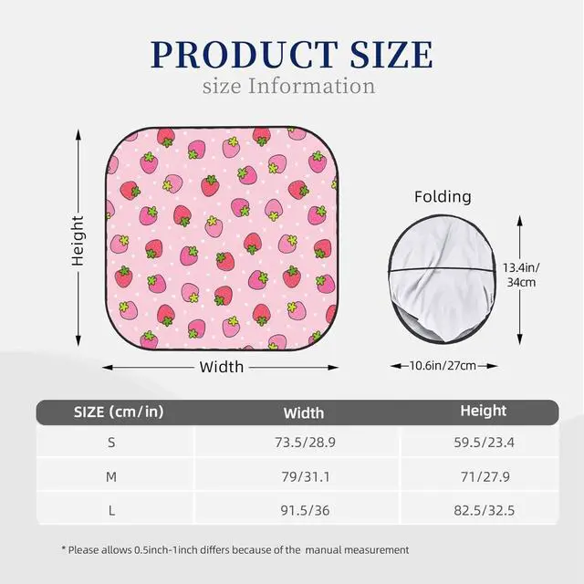 Alt view image 5 of 7 - KiuLoam 2 Piece Car Windshield Sun Shade, Cute Strawberry Pink Print Sunshades Sun Visor Protector Blocks UV Rays Foldable Keep Your Vehicle Cool for Most Sedans SUV Truck, Medium