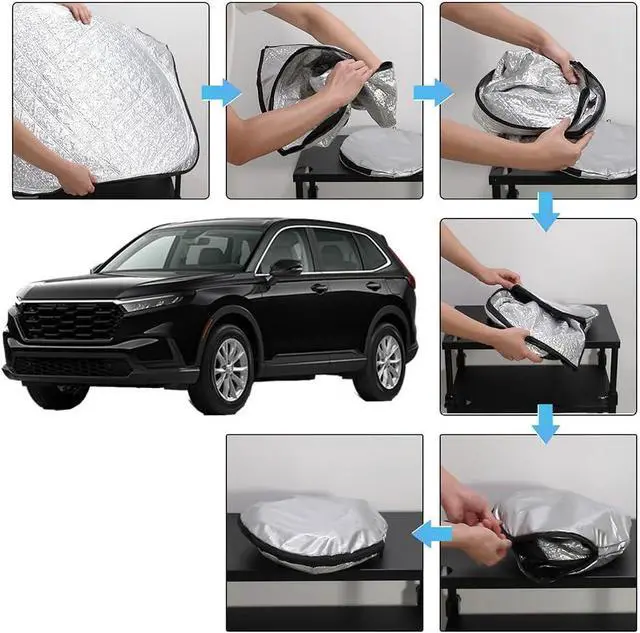 Alt view image 2 of 7 - D-Lumina CRV Windshield Sun Shade - Compatible with Honda CR-V (LX, EX, EX-L, EX-L Navi, Touring) 2023 2024 2025 - Upgraded 3 Layers 240T Material, Foldable Front Window Sun Shield Protector