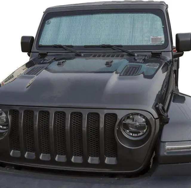 Alt view image 6 of 7 - JeCar Windshield Sun Shade Foldable Sun Visor Aluminum Foil Sunshade Interior Accessories Compatible with Jeep Wrangler 2018-2023 JL JLU & 2020-2023 Gladiator JT