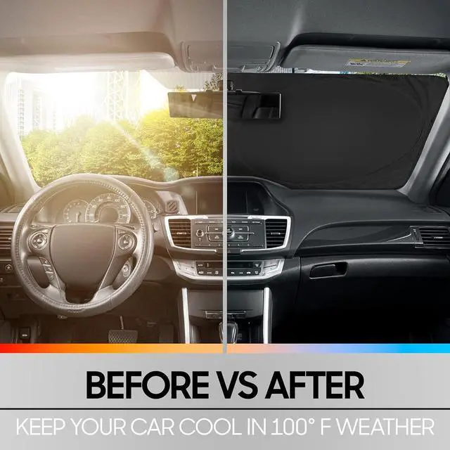 Alt view image 7 of 7 - BDK Car Windshield Sun Shade  Sun Visor & Sunshade for Car Windshield  UV Rays Interior Protection - Easy Setup & Keeps Your Vehicle Cool  SUV & Truck Accessories - Jumbo 63"x35.5"