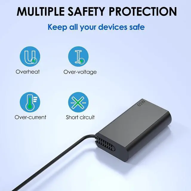 Alt view image 6 of 7 - New Slim 65W USB C Charger Compatible with Lenovo Thinkpad X1 Carbon 12th 11th 10th 9th 8th 7th 6th 5th Gen; Thinkpad X1 Yoga 5th 6th 7th 8th Gen; X1 Tablet Laptop Type C Power Supply Cord