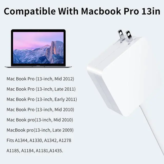 Alt view image 5 of 7 - A1278 2010 2011 MacBook Pro Charger, for MacBook Pro 13 Inch Display AC 60W M2 L-Tip Connector,Compatible with Mac Book(2009 2010 2011) Old Mac Book Pro Power Adapter