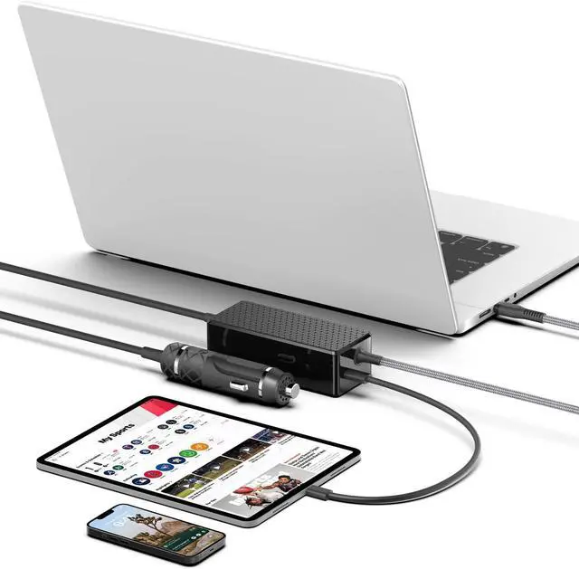 Alt view image 2 of 7 - KFD PD118W 100W 90W USB-C Laptop Car Charger DC Adapter Power Supply for DJI Mavic MacBook Pro Air M4 LG Gram Razer MSI Dell HP Lenovo Acer Samsung Asus Rog Ally Surface Laptop Tablet Phone Speaker