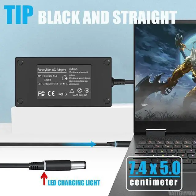 Alt view image 6 of 7 - 240W Power Adapter Compatible with Dell Alienware M15 R2 R3 R4 R6 R7 Alienware 15 17 M17 M11X M14X M17X M18X X15 Area-51m PA-9E, G15 G7 G5 G3 Gaming Laptop Charger with LED Indicator 7.4mm Tip