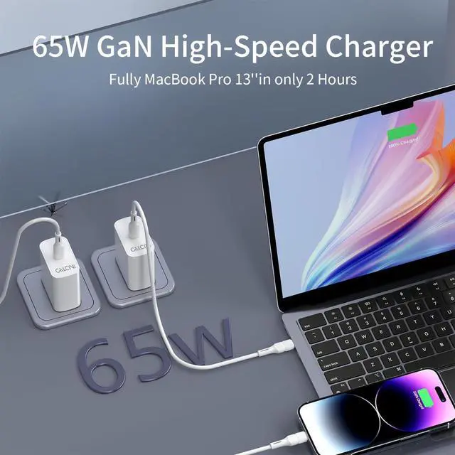 Alt view image 2 of 7 - 2 Pack USB C Charger Block - Fast Type C Charger for Laptop, Phone, Tablet & More