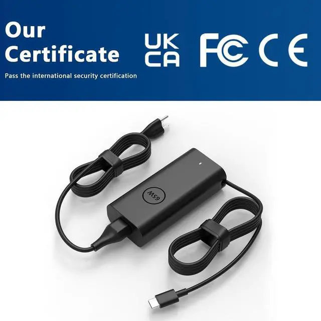 Alt view image 3 of 7 - 65W USB C Charger Compatible with  Inspiron 16 14 Charger 7620 2-in-1/14 7420 7425 Business Laptop Replacement for  Inspiron 14 16 5630 5620 5625 5635 5420 Type C Power Supply Cord