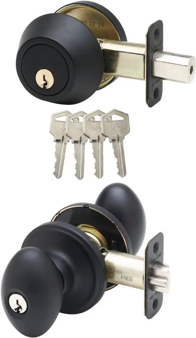 Main image of Copper Creek EKDB141BC Egg Door Knob Keyed Alike with Deadbolt Combination, Black