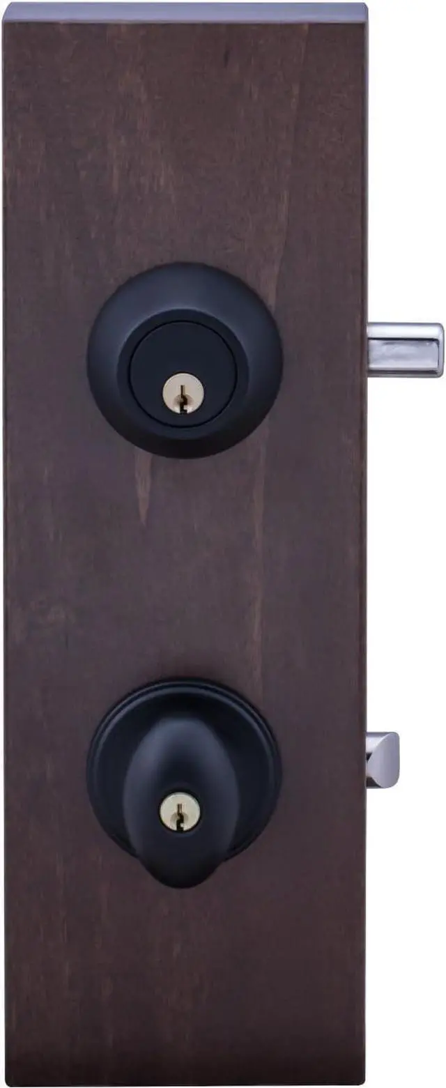 Alt view image 2 of 4 - Copper Creek EKDB141BC Egg Door Knob Keyed Alike with Deadbolt Combination, Black